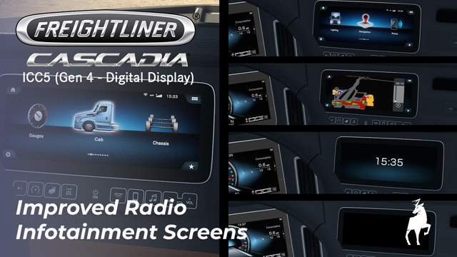 SCS's Freightliner Cascadia 2019 ICC5 - Improved Radio Infotainment Screens