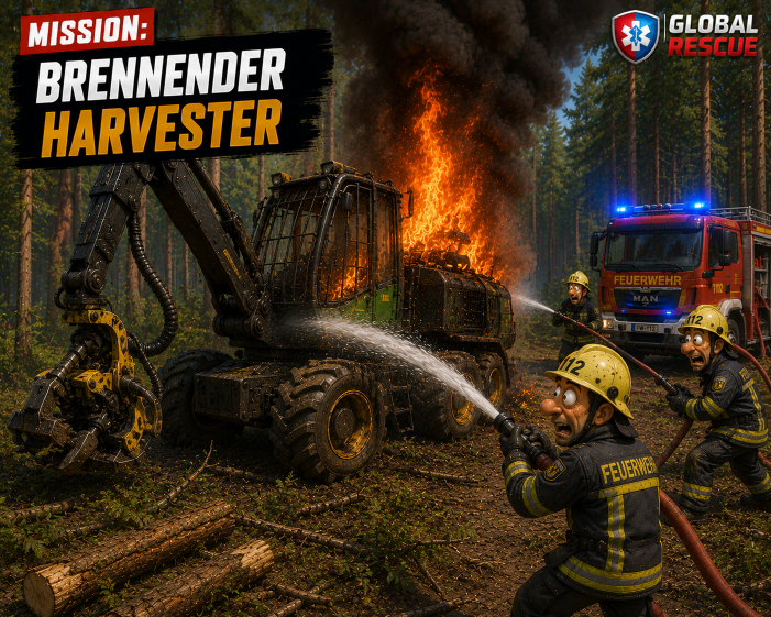 Harvester fängt Feuer
