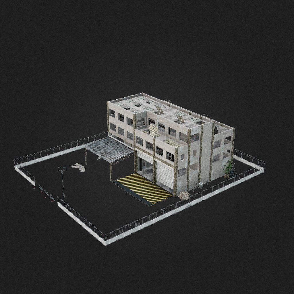 fancy small industrial building blank