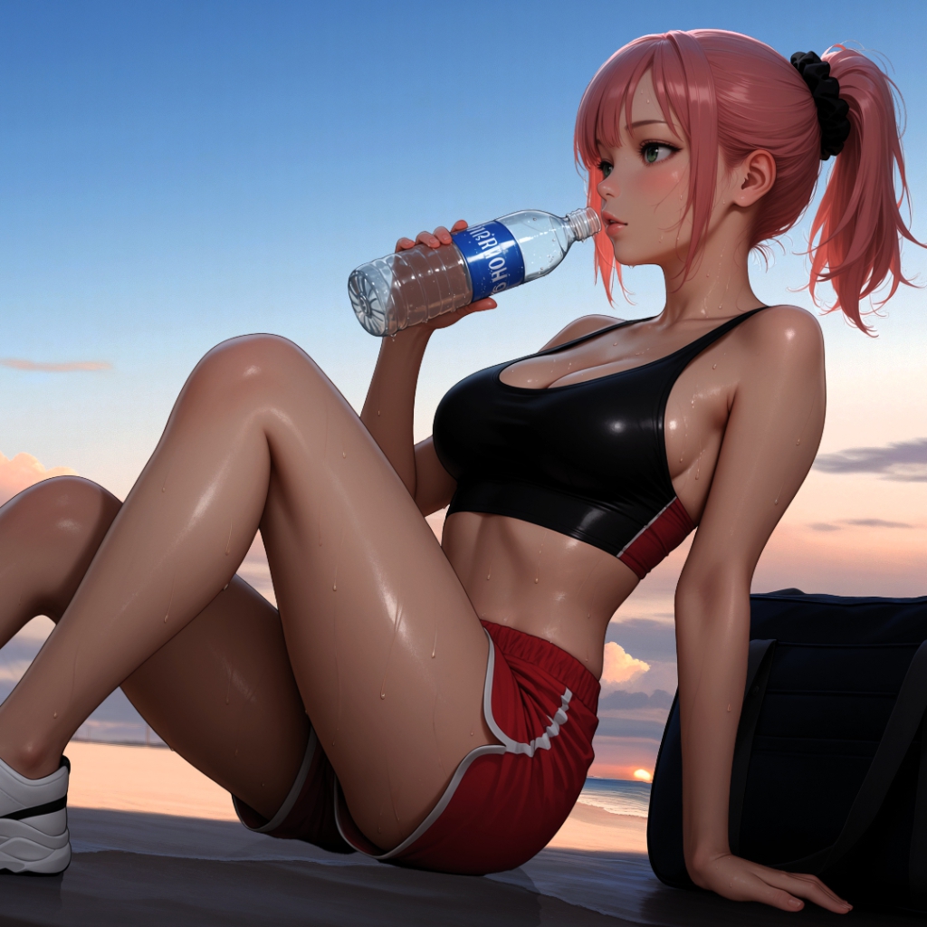 Girl | Sunset on the Beach | 4K | Parallax