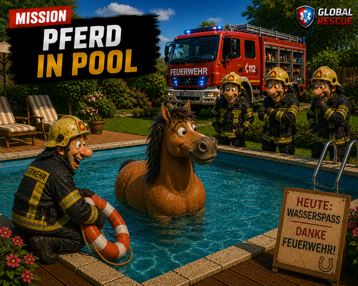 Pferd in Pool gefallen