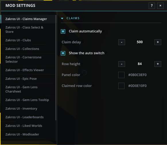 Zakros UI - Settings Manager