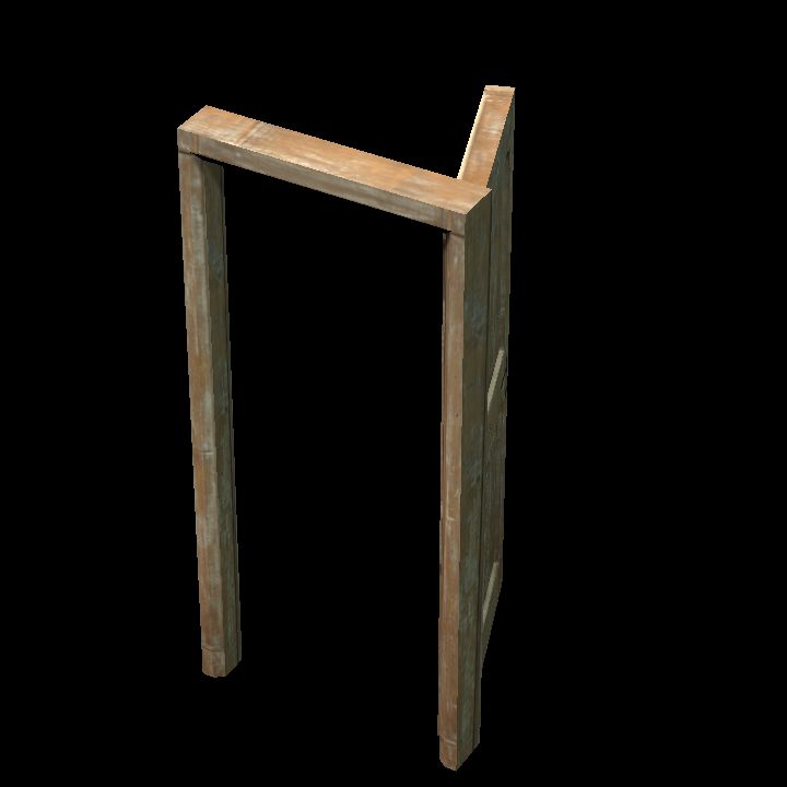 wooden door #2 low poly open