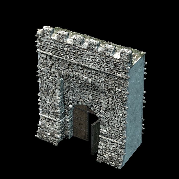 Modular medieval wall set 1 half-open