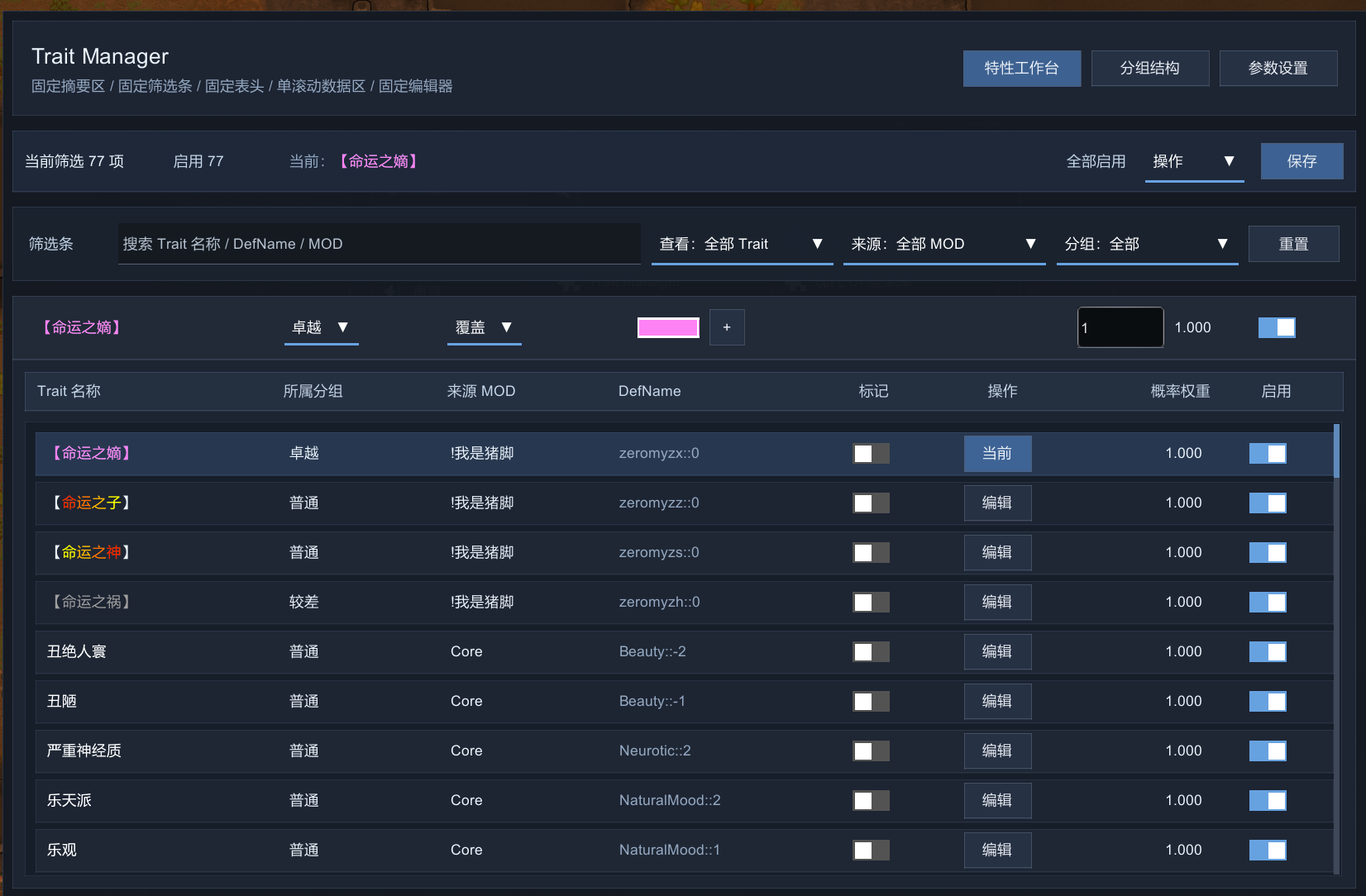 Trait Manager
