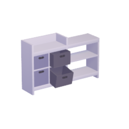 Open storage shelves