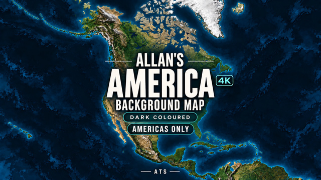 Allan’s America Background Map 4K – Dark Coloured – Americas Only