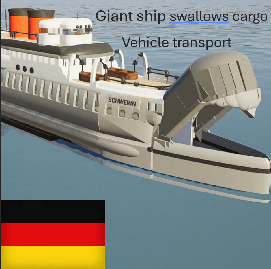 Transport ship swallows cargo - ocean ferry