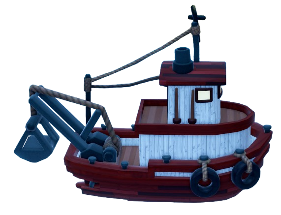 Animated Dredge Fishing Boat