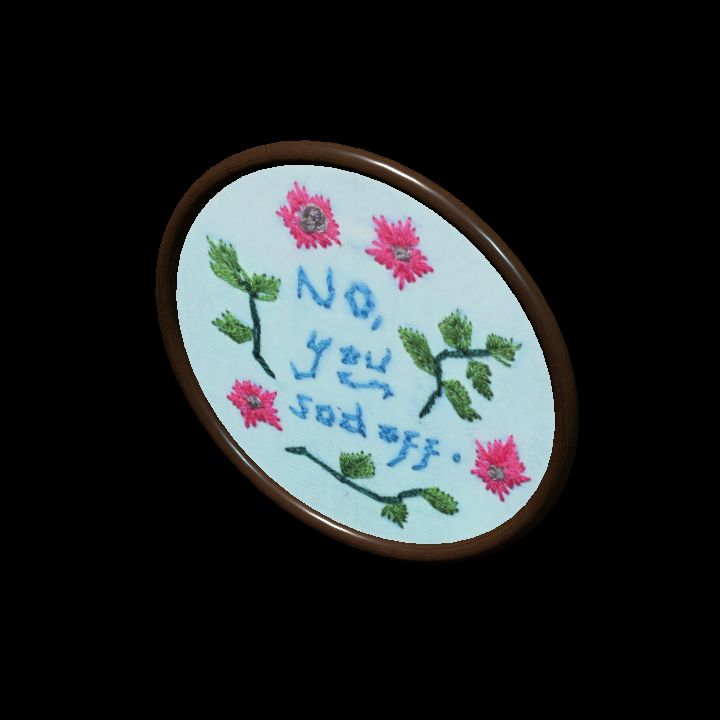 Embroidery "no, you"