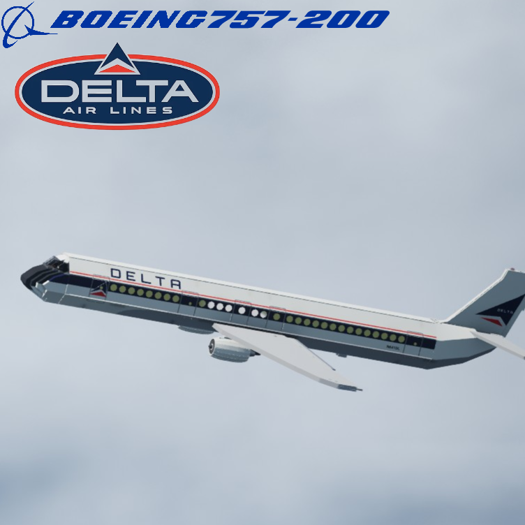Softbody AIR LINER Boeing 757-200 Delta Air Lines (Retro Black Nose Livery)