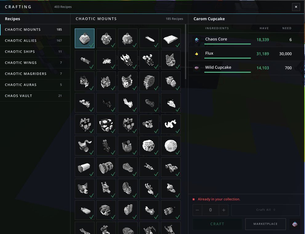 Zakros UI - Crafting preview
