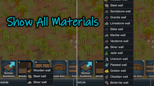 Show All Materials mod preview for RimWorld