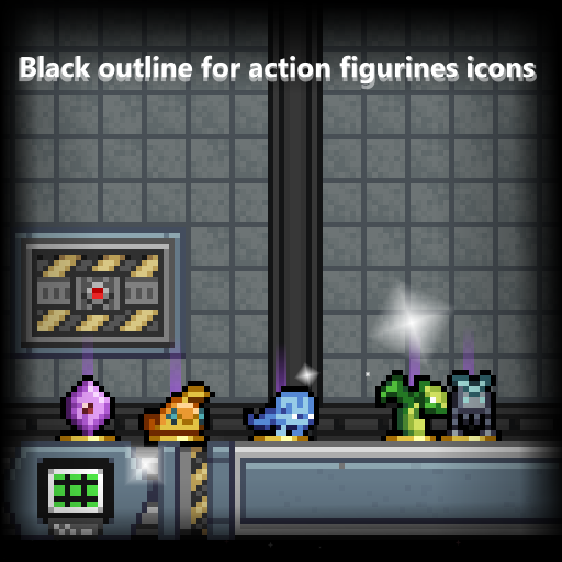 Black outline for action figurines icons