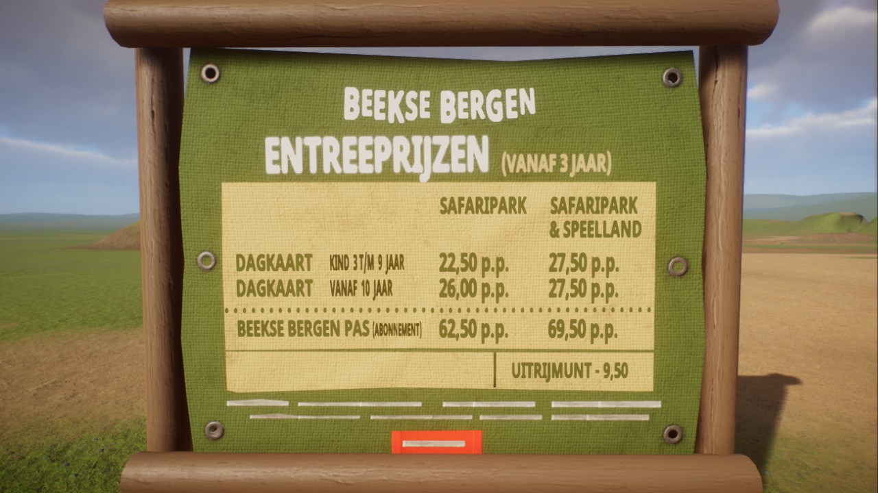 Beekse Bergen Ticket Prices Sign