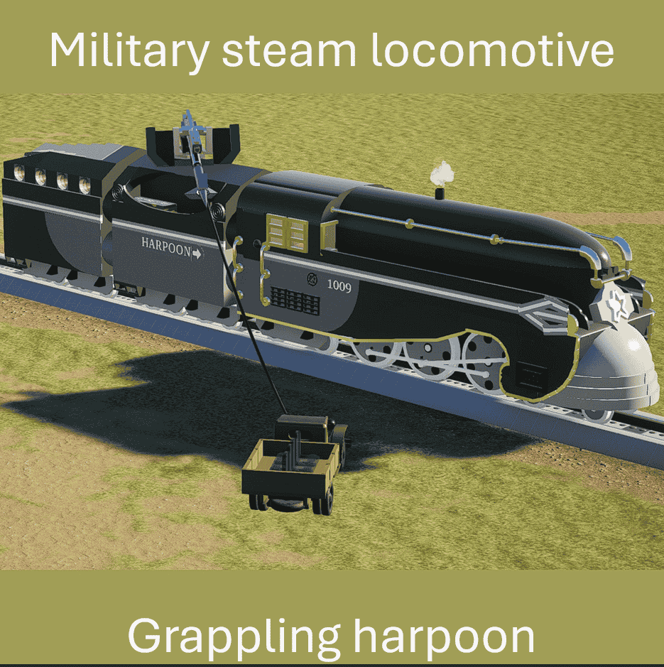 Military harpoon locomotive concept