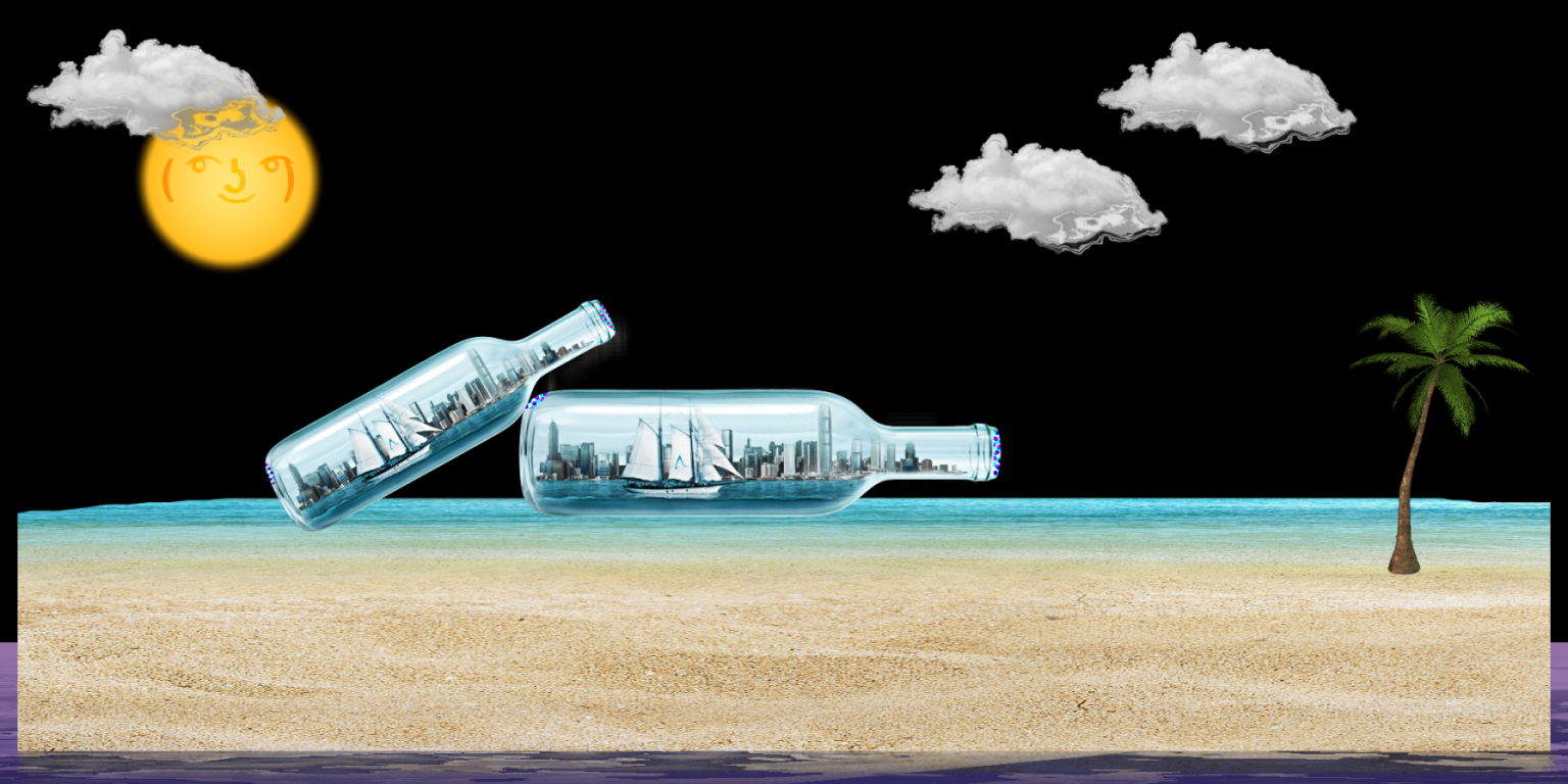 BOTTLED WORMS ON A BEACH