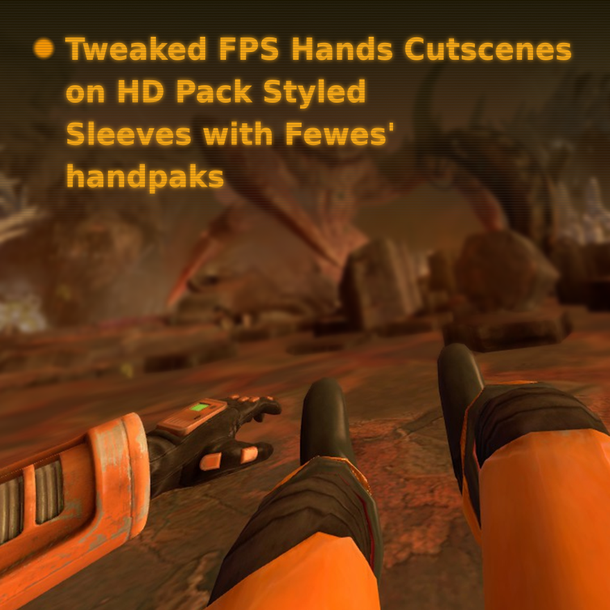 Tweaked FPS Hands Cutscenes on HD Pack Styled HEV Sleeves with Fewes' Handpaks
