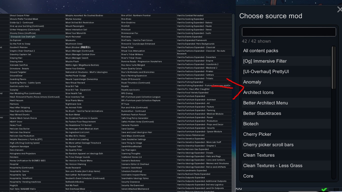 Cherry picker scroll/search menu