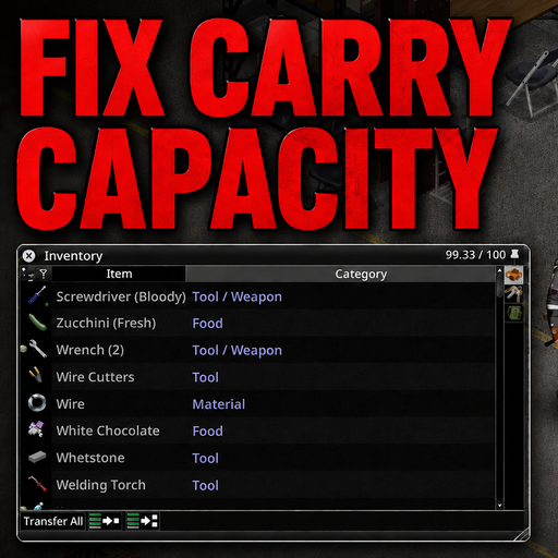Fix Carry Capacity B42 – Project Zomboid Mod