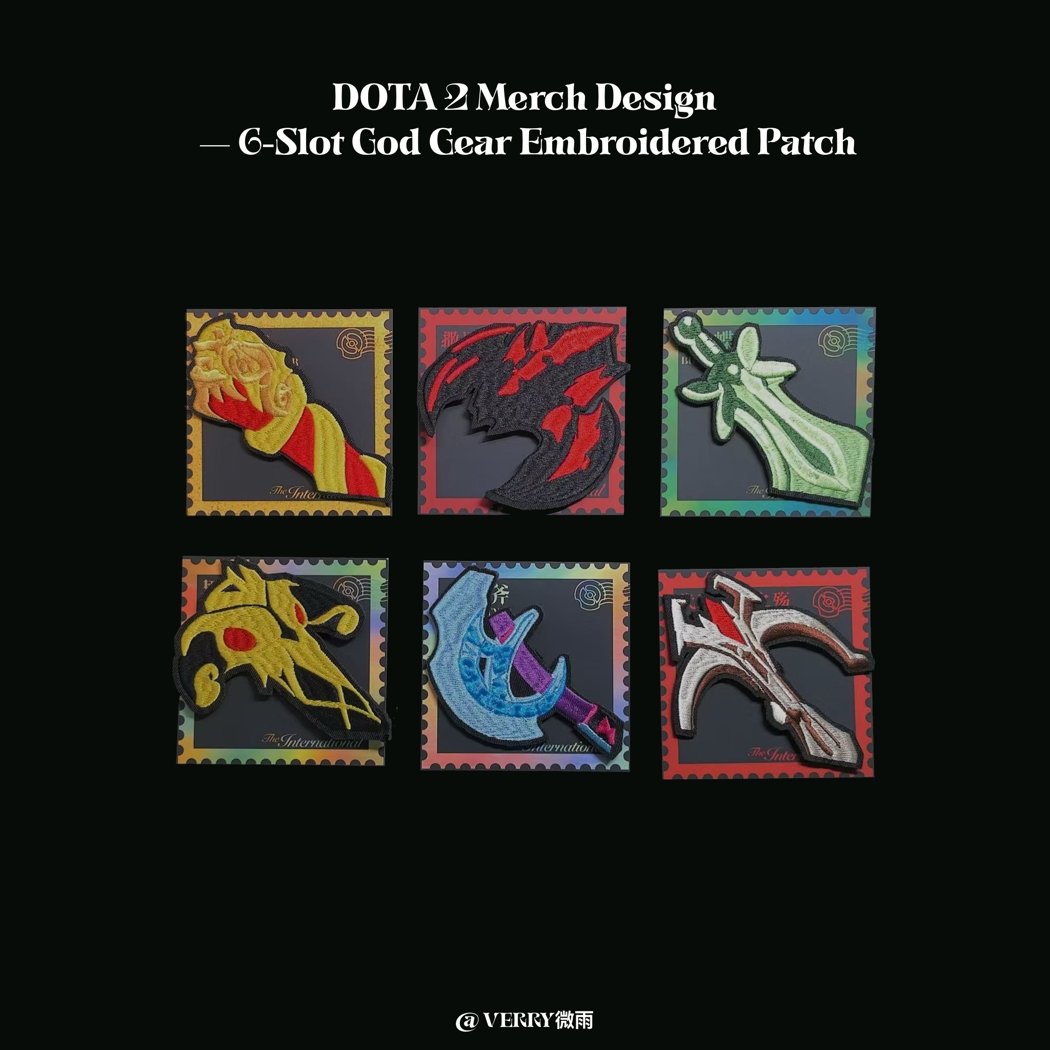 六神刺绣魔术贴（DOTA 2 Six-item God Set Embroidered Patch Hook & Loop）