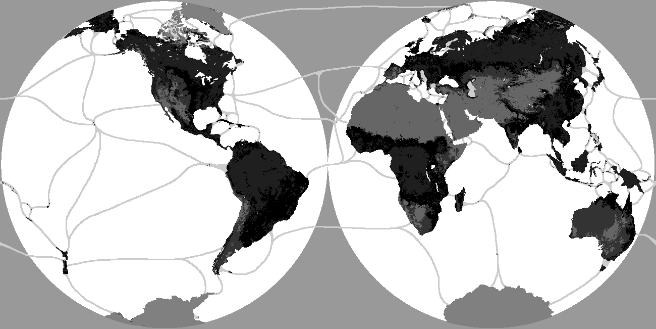 East and West Hemisphere World Map