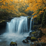 Autumn forest waterfall preview