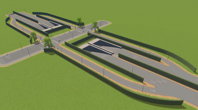 Compact Intersection With Sound Barrier Narrow Gap preview