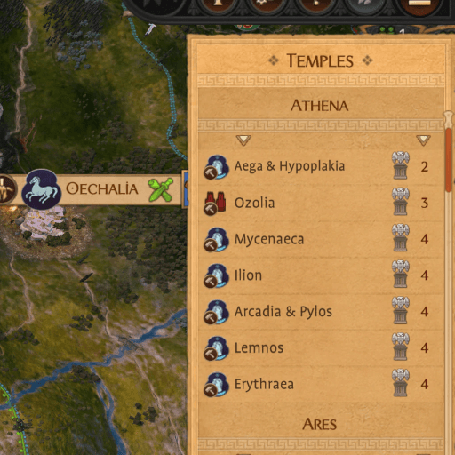 Temples List Panel (UI/UX mod)
