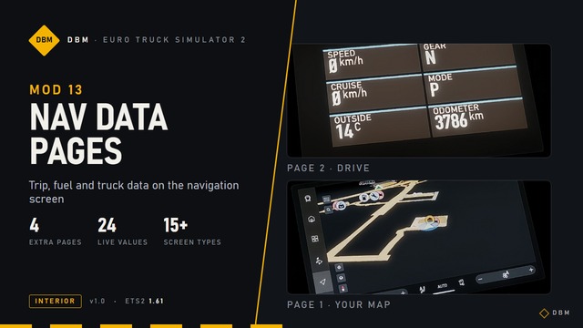 DBM Nav Data Pages - trip, fuel and truck data on your navigation screen 1.61