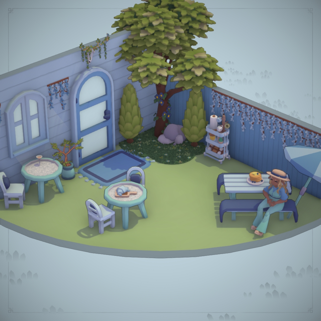 (blue)Monochrome relaxing restaurant
