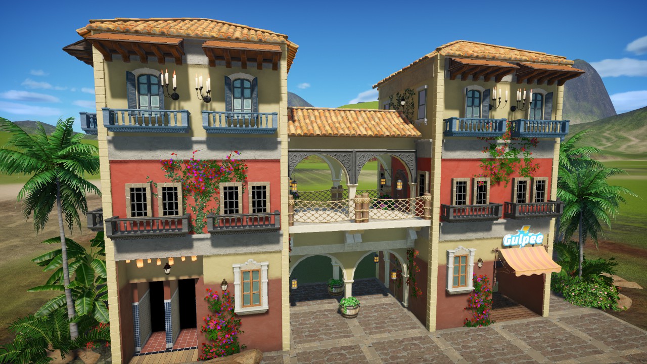 Spanish hacienda Tienda Shops Gulpee drink shop and a restroom/ bathroom/ Banos