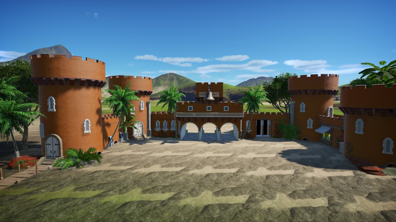 Spanish Park entrance Building ATMS, Gulpee Soda