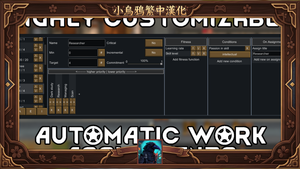 Automatic Work Assignment - 繁體中文漢化 mod preview for RimWorld