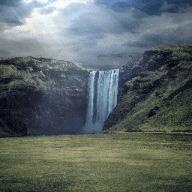 waterfall in cloudy weather preview