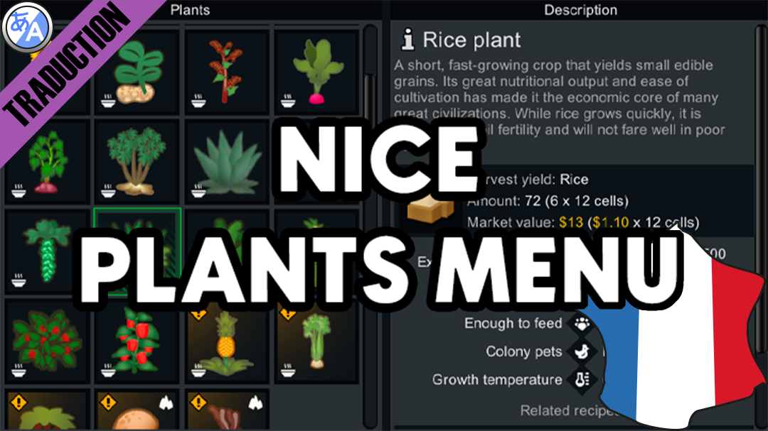 Nice Plants Menu [Fr] mod preview for RimWorld