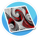 Red and Grey swirl rug