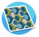 Blue green and grey rug