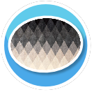 Multicolor triangles round rug