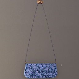 Hanging Purse Metallic Blue Lotus Pattern