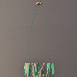 Hanging Purse Metallic Teal Pearl Beaded
