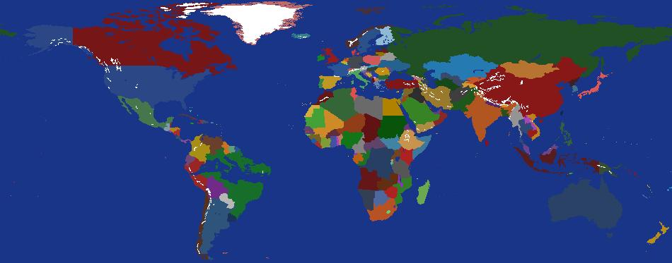 World Map 2025 but there is a Mediterranean Sea in South america
