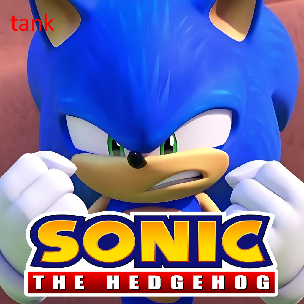 sonic the hedgehog over tank
