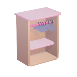 Open Wardrobe w/ Hangers and Shelf