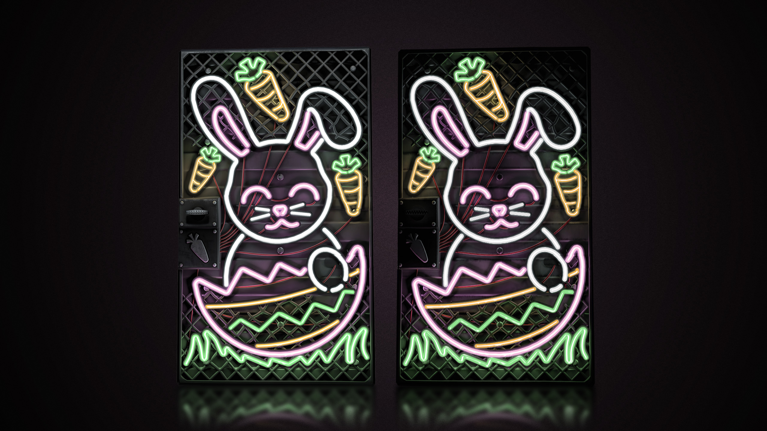 Neon Easter Bunny Door