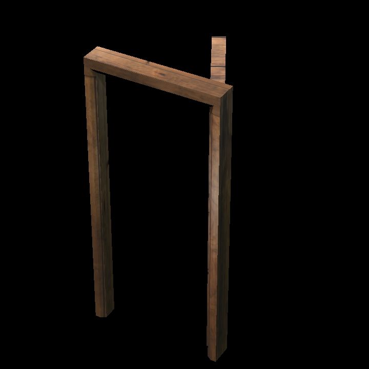 wooden door #3 low poly open