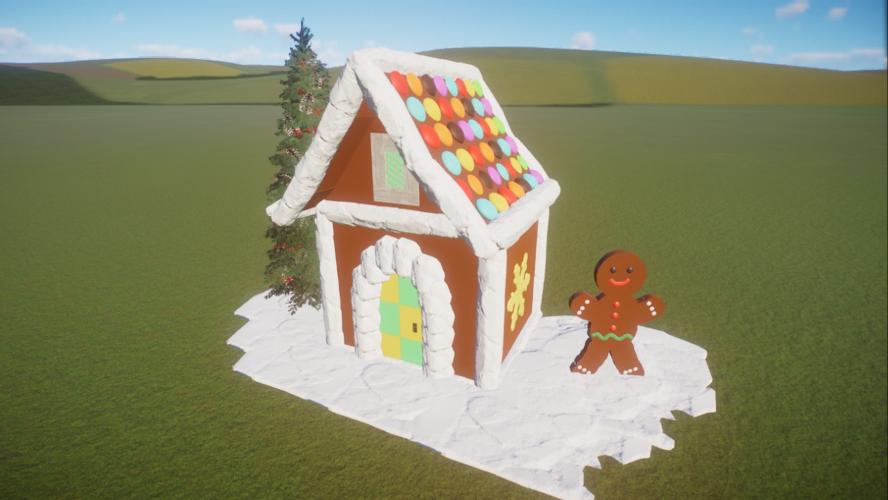 Festive gingerbread man and house