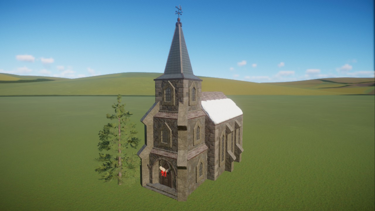 Festive winter church