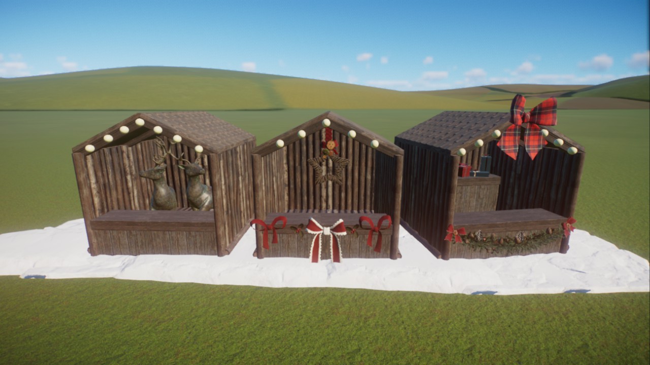 Festive winter market stalls