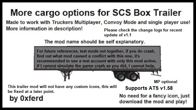 More cargo options for SCS Box Trailer | tested and works on v1.58